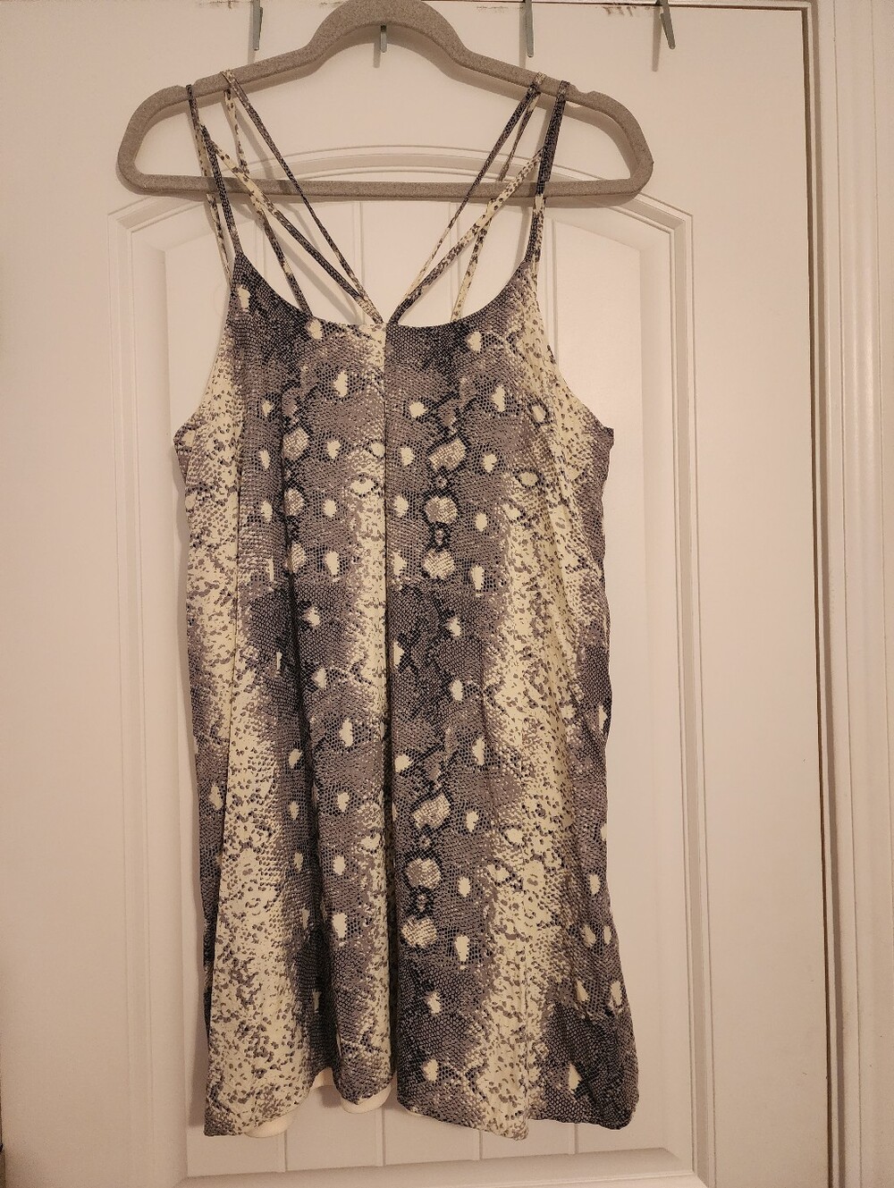 Entro Medium Strappy Snake Print Women’s Dress in Black and Cream Animal Print
